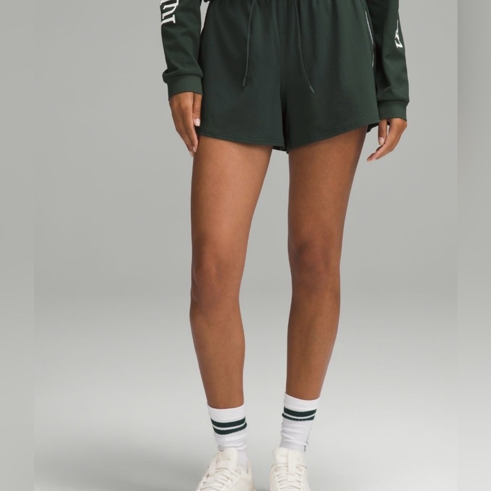 Lululemon Court Rival Green and White Shorts